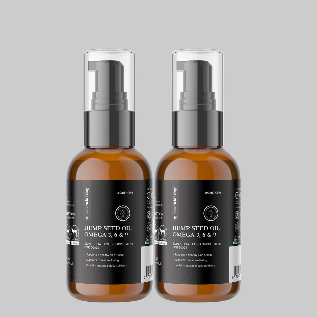 100% Raw Hemp Seed Oil: Skin, Coat and Stress Formula (Food Supplement)